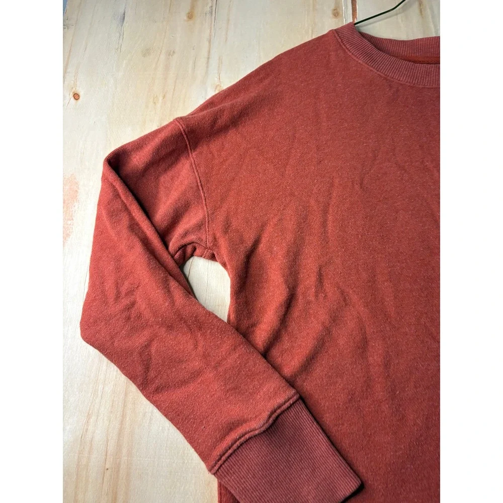 Time and Tru Womens Clay Orange Oversized Crewneck Sweatshirt High Low Hem S 4-6